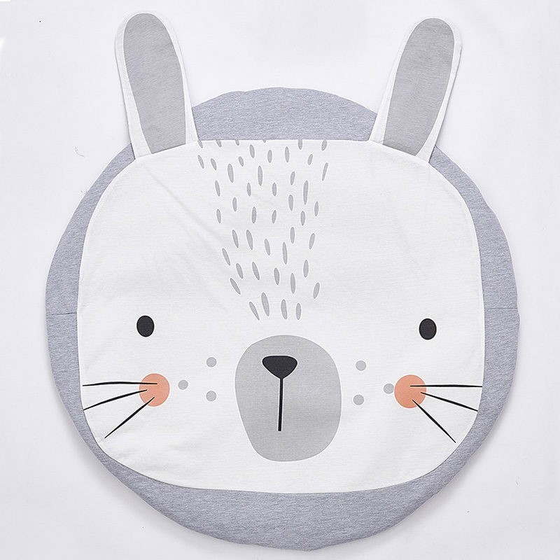 90Cm Kids Play Game Matten Ronde Tapijt Tapijten Mat Katoen Vos Kruipen Deken Vloer Tapijt Voor Kinderkamer Decoratie ins Baby: grey