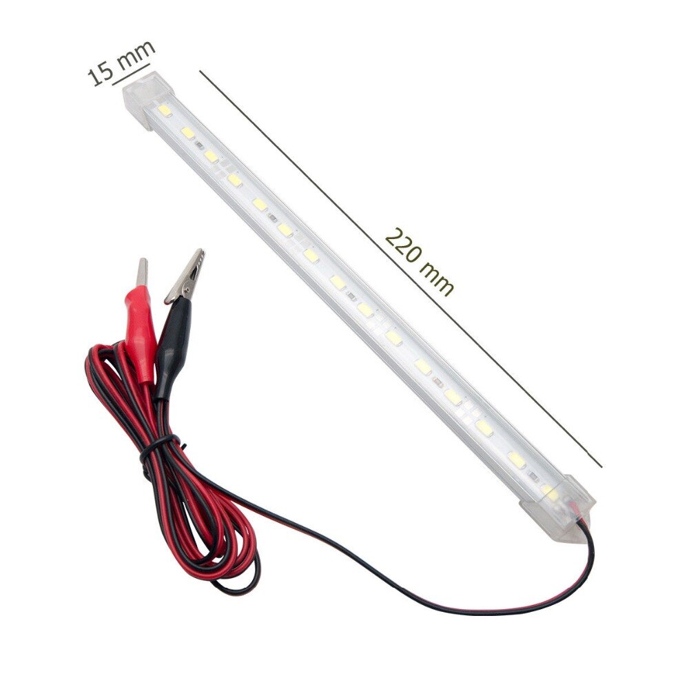 2x 12V 15 LED Car Interior White Strip Lights Bar Lamp Car Van Caravan Boat Home
