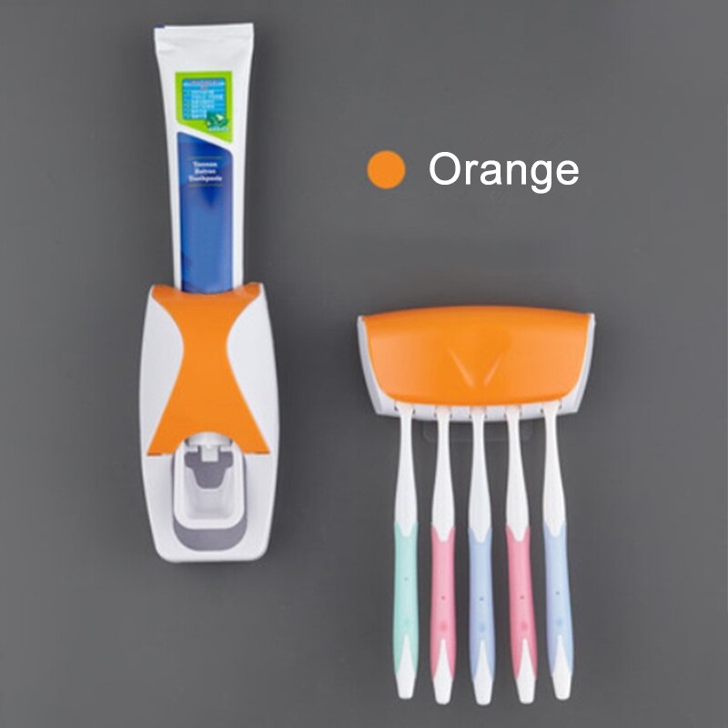 Automatic Toothpaste Dispenser Wall Mounted Kids Toothpaste Squeezer for Family Washroom In Stock: Orange