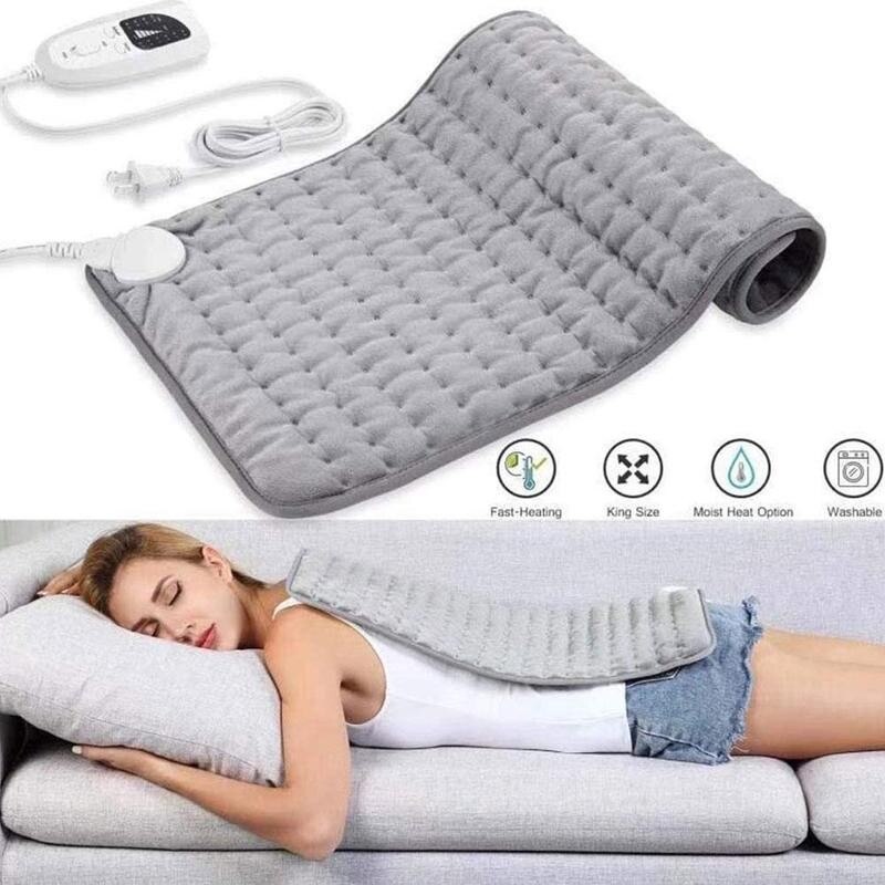 Manta eléctrica pequeña de 60x30cm para terapia, almohadilla de calefacción eléctrica, puede aliviar el dolor, color gris plata, 120-240V, especificaciones US, EU, AU y UK