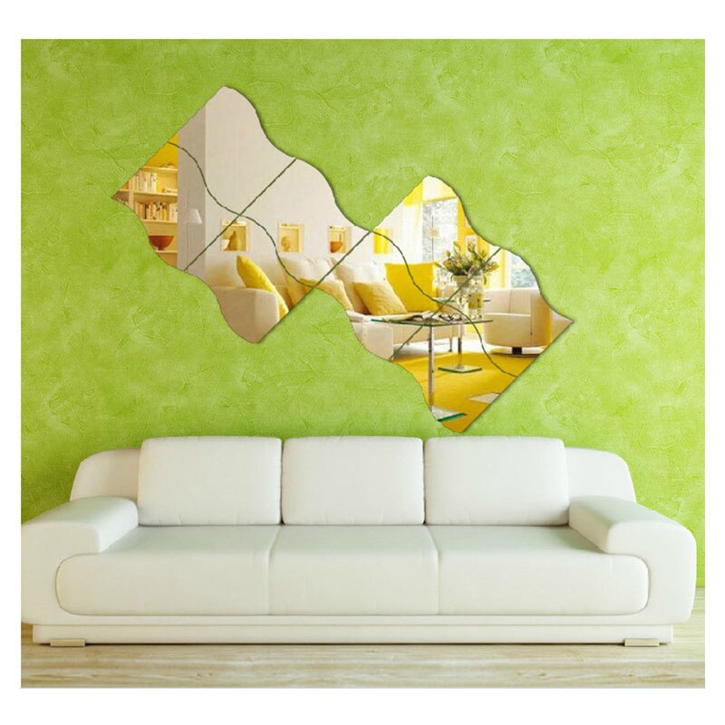 6 teile/los 3D Gespiegelt Aufkleber Dekorative Acryl Spiegel Welle bilden Zauberstab Aufkleber Wohnzimmer Schlafzimmer Umkleidekabine Kunst Wohnkultur
