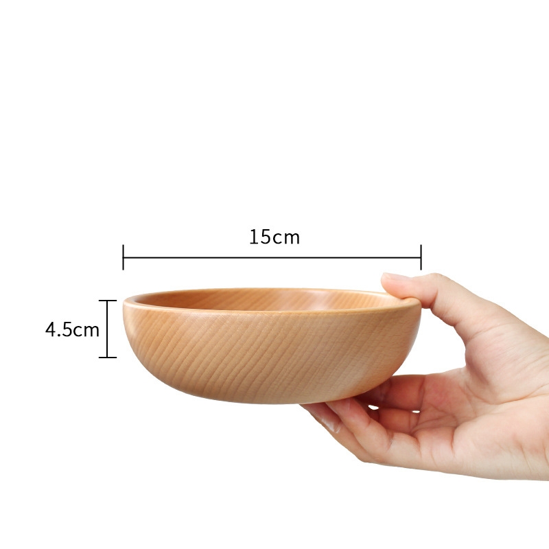 Round Wooden Salad Soup Dining Bowls Plates Storage Home Kitchen Bowl: 15x4.5CM