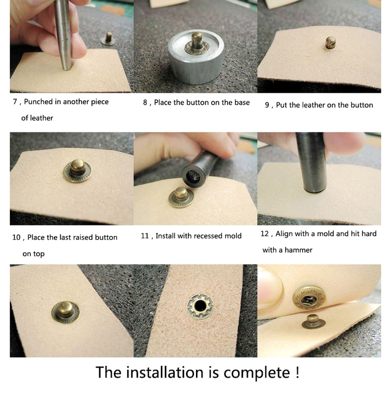 Meetee 1set Snap Buttons Fastener Press Tool Kit DIY Manual Leather Craft Bag Button Buckle Installation Accessories AP2241