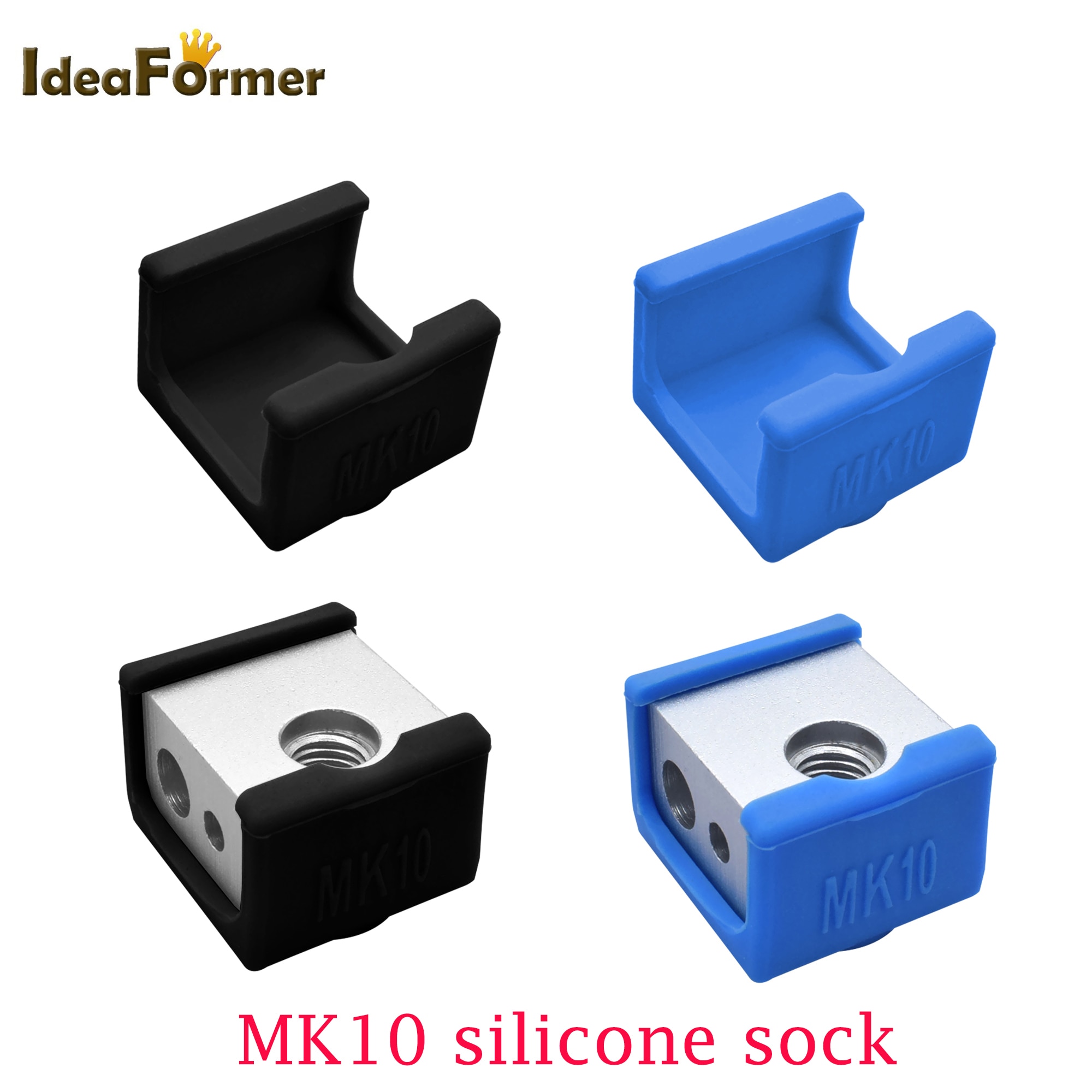 Chaussettes en Silicone pour imprimante 3D, 2/5 pièces, adaptées au bloc en aluminium MK10, Reprap j-head, extrudeuse Hotend, couverture de bloc chauffant