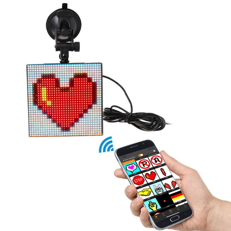 Full color draadloze bluetooth App controle auto LED Display Screen Scrolling LED Teken, Rijden instructie, foto GIF Licht E65A