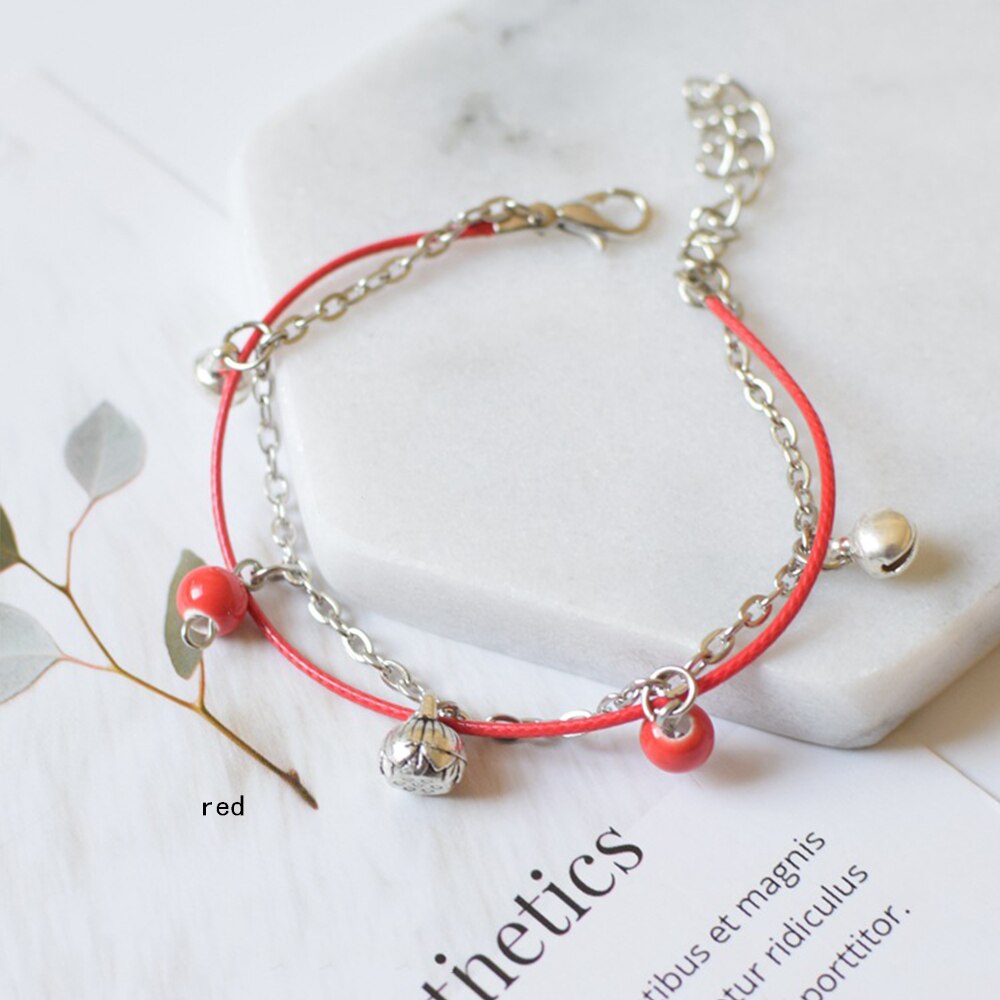 Flerlags koreansk klokke nylon reb porcelæn perle armbånd søde smykker tilbehør til studerende og teenagere til kvinder: 4