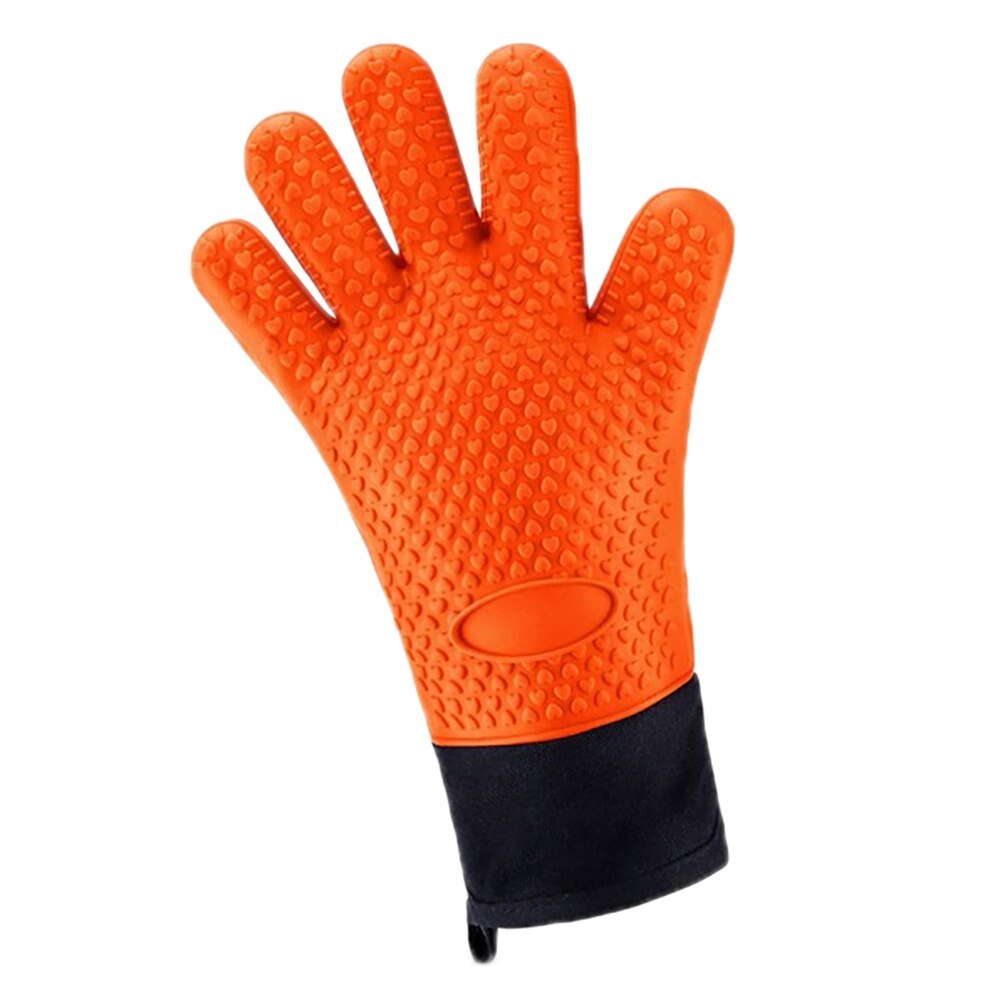 Bbq Oven Handschoenen Slip Siliconen Handschoen Hittebestendige Grill Handschoenen Keuken Siliconen Ovenwanten Voor Barbecue Koken: 1pcs orange