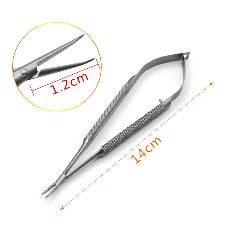 Micro schaar roestvrij staal titanium legering chirurgisch fijne instrumenten straight puntige tip 12 14 16 18 cm: C