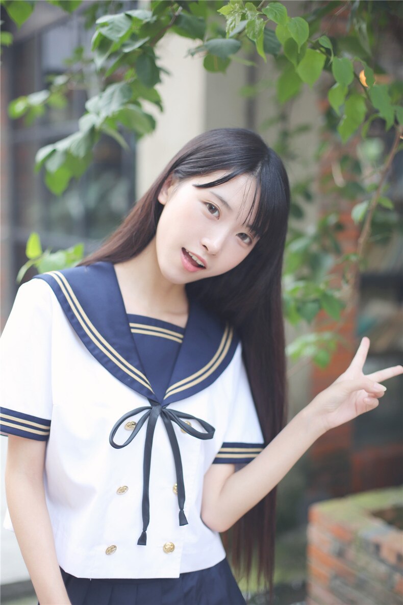 Girls Japanese Sailor Uniform Students JK Uniform College Navy Sailer Clothes Student Graduation Performance Costumes D-0188