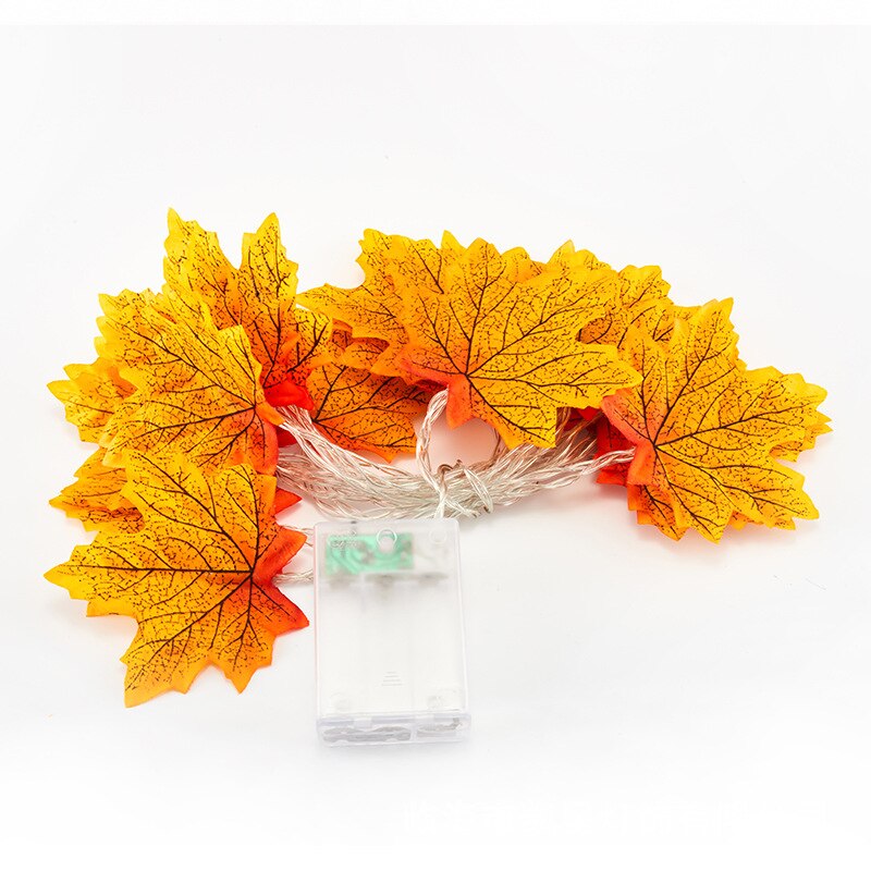 Fairy LED Maple Leaves String Battery/USB Powered Fall Autumn Plants Garland Fence Party Stair Railing Decoration 2M/3M: Yellow leaf / 2m 10leds battery