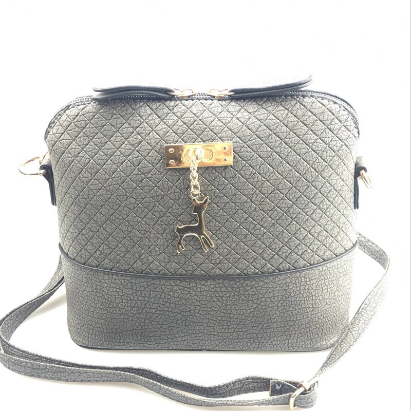 Kvinder skuldertasker mini taske med hjorte legetøjsskal form kvinder lille messenger crossbody taske dame lynlås håndtasker: Grå