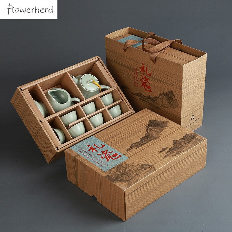 Keramische Kung Fu Thee Set Theewaar Theepot Kopje Thee Thee Zetgroep Gaiwan Aardewerk Thee Pot En Cup Set Chinese Thee set Thee Cup Set Van 6