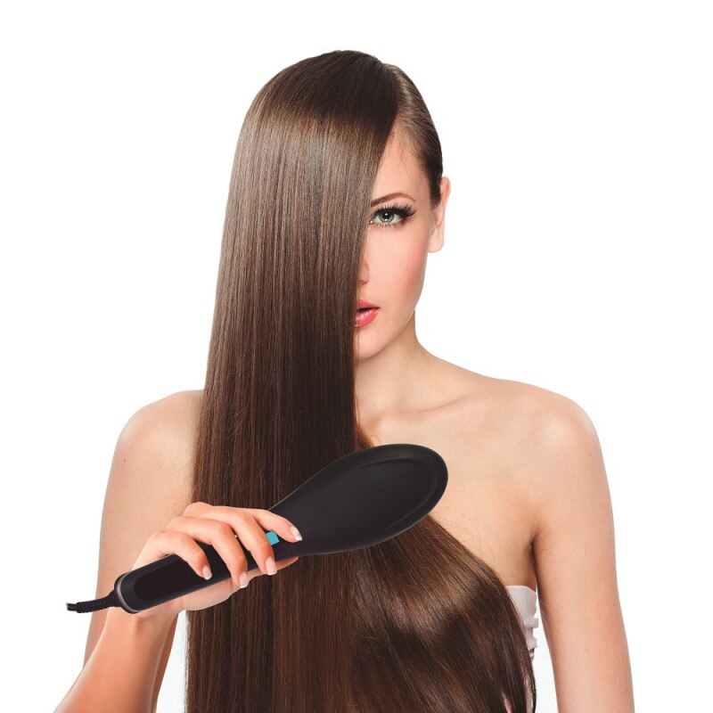 CEPILLO ALISADOR DEL CABELLO DE JOCCA. CEPILLO ELÉCTRICO PARA EL PELO. PLANCHA DE PELO . PEINES PARA EL CABELLO.: Black