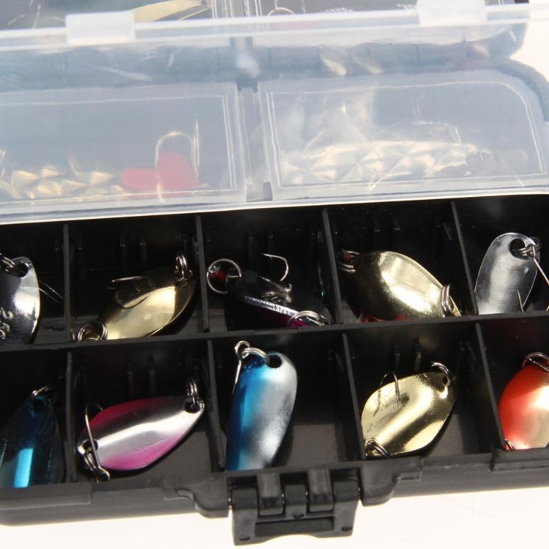 37Pcs Mixed Fishing Lures Hook Box Artificial Spoon Bait Set Fishing Kit Spinning Hard Bait Pesca Square Fishhook Box