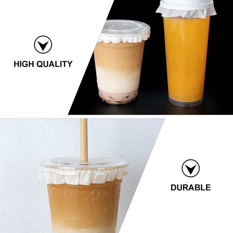 500pcs Round Shape Leak Proof Paper Films Coffee Spill Proof Gasket Leak Proof Paper Films Juice Milktea Cover Paper Films