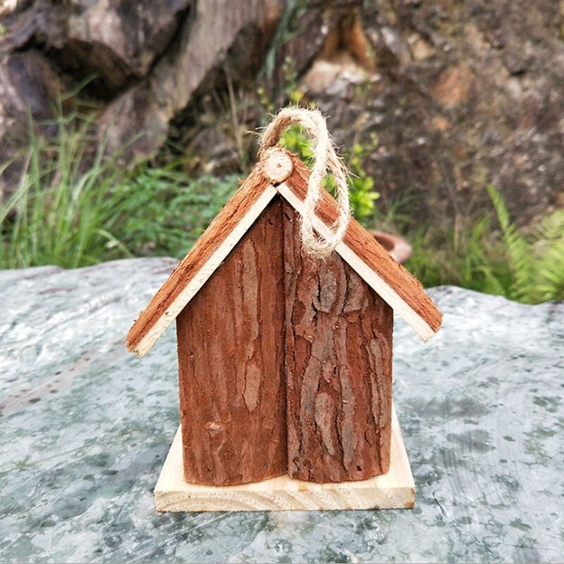 Handwerk Holz Vogel Haus Chinesische Tanne Doppel geneigt Vogel Aufhänger Hängen Nest Haus