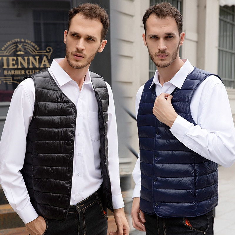 Automne coton gilet Hommes sans manches Hommes col en V gilet Veste solide mince Hommes Veste surdimensionné poche Chaqueta Hombre 4XL