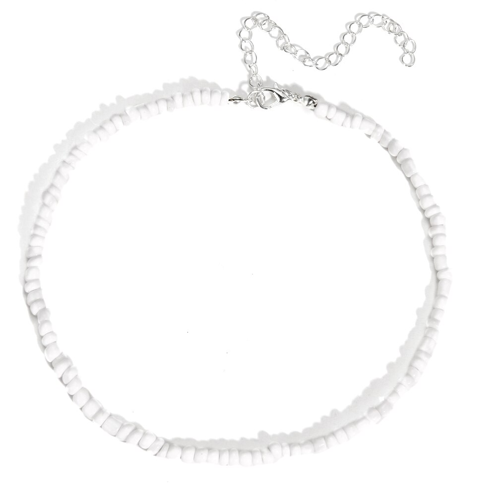 Boheme farverige frø perle blomst choker halskæde erklæring kort krave kraveben kæde halskæde til kvinder smykker: C2314