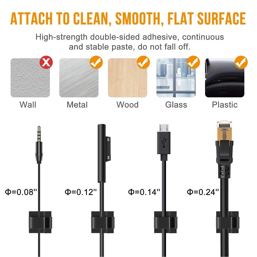 Untoom USB Cable Winder Desktop Cable Organizer Management Clip Cable Protector Holder for Computer Mouse Keyboard Earphone Wire