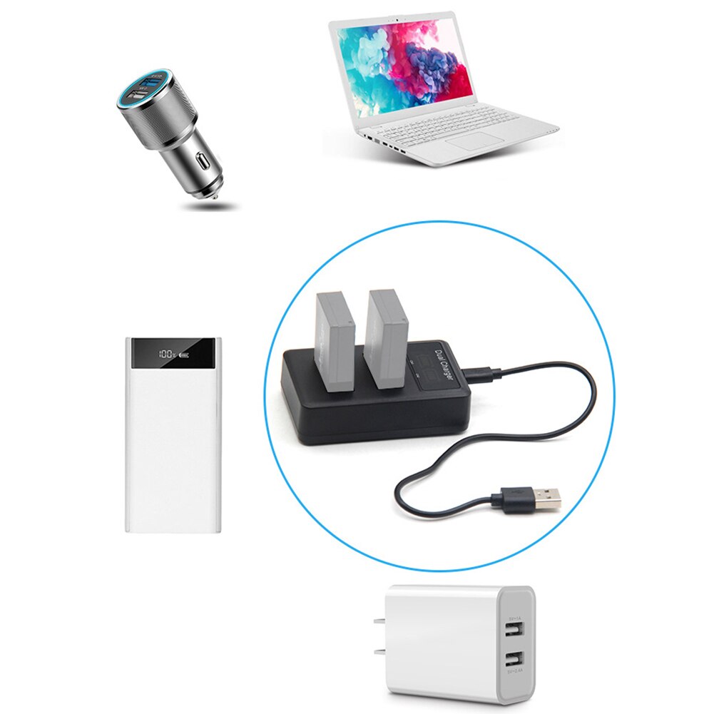 Kamera batterilader lcd usb dobbel lader til np -fw50 sony  a6000 5100 a3000 a35 a55 a7s ii alfa 55 alfa 7 a