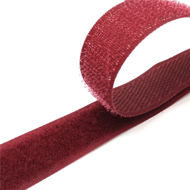 1 Pair Length 1 Meter Width 20 mm Color Hook Surface Hook and Loop Fastener Tape Without Glue Velcro Sewing Accessories: Red wine