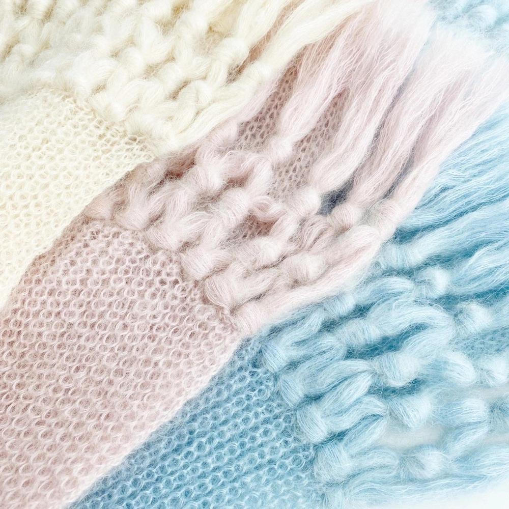 9.18 høst vinter kvinners dusker trefarget skjerf høy slutt fryns mohair skjerf