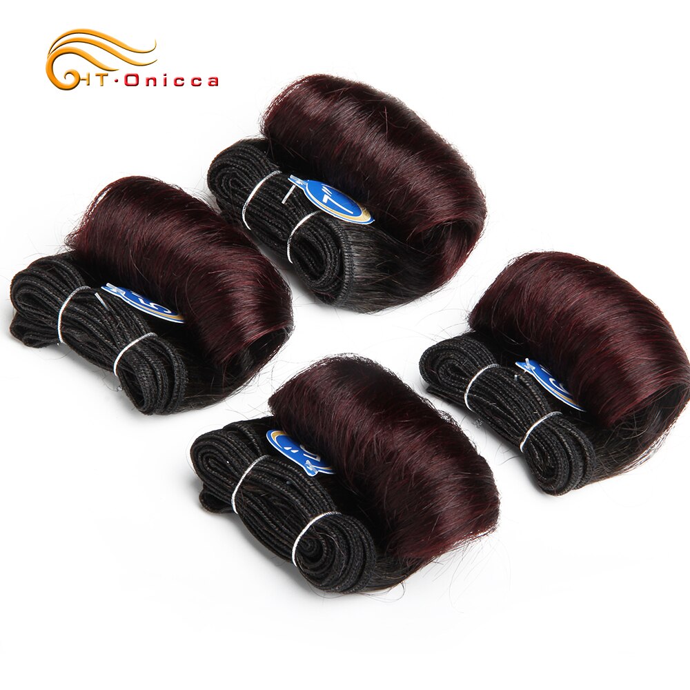 Tissage en lot malaisien naturel bouclé, produits capillaires courts, Extensions de cheveux ondulés, 4 pièces/lot: Or Brun