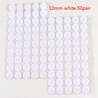 10mm 99pairs Velcros Self Adhesive Fastener Colorfull Dots Stickers Strong Glue Hook And Loop Magic Tape Round Klitterband: 10mm white 50pair