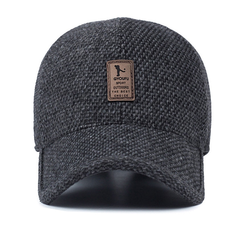 Tunica Wollen Gebreide Winter Baseball Cap Mannen Thicken Warm Hoeden Met Oorkleppen