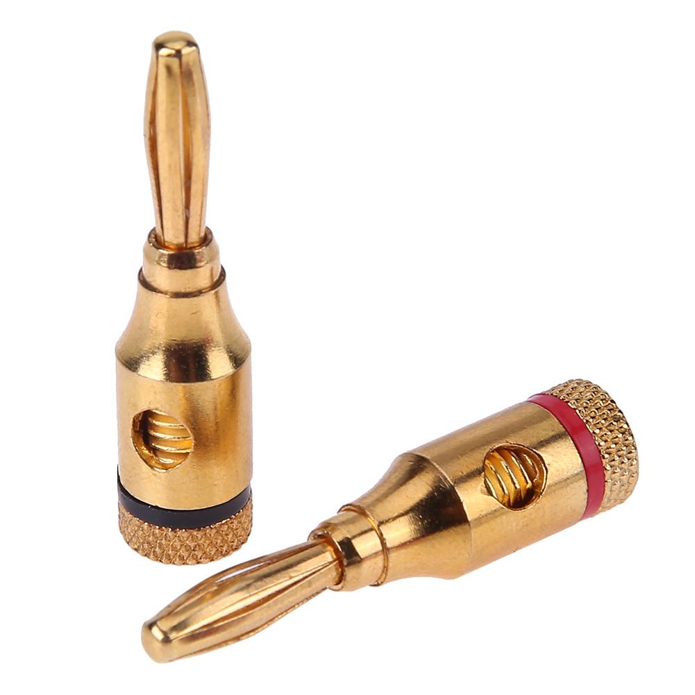 2 stücke Gold-überzogene Banane Stecker Musical Audio- Lautsprecher Kabel Draht DIY Stecker