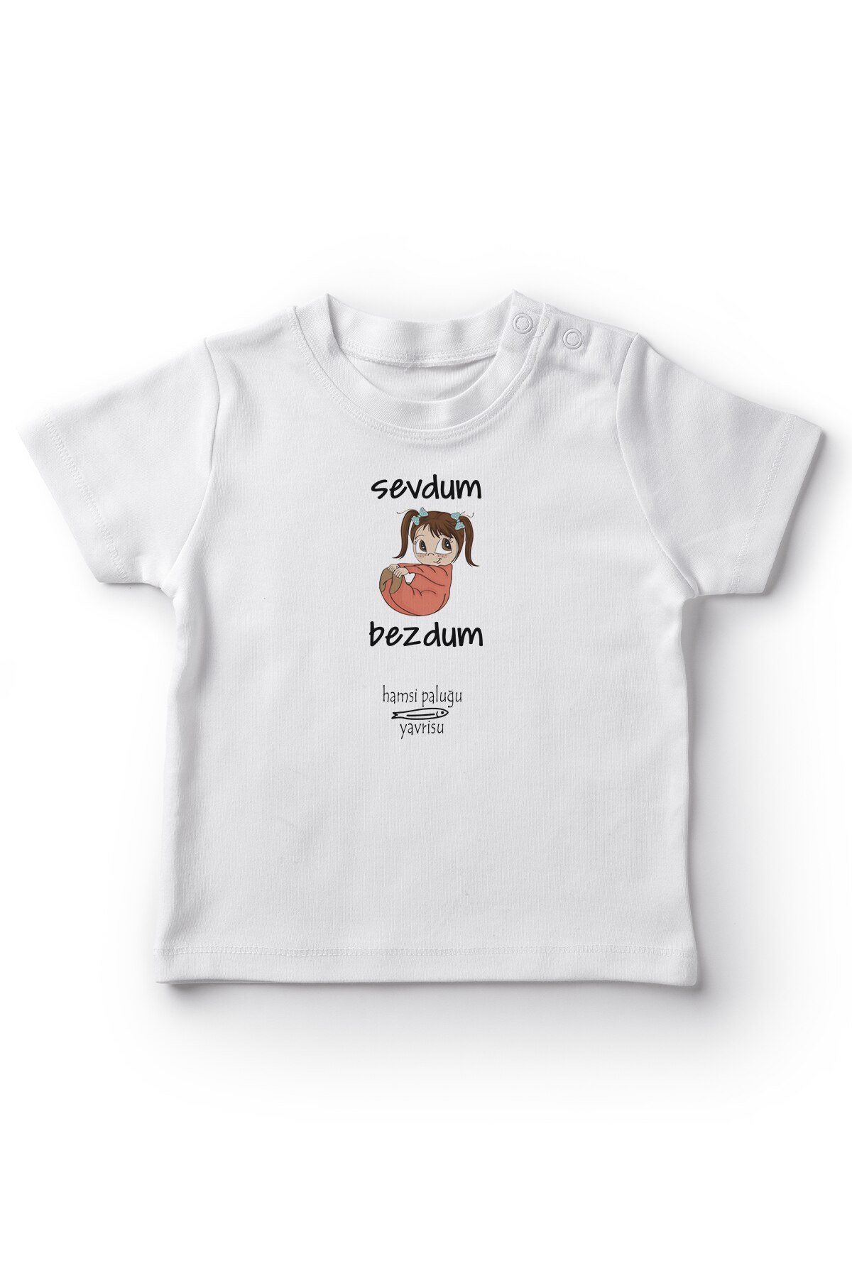 Angemiel Baby Sevdum Bezdum Mädchen Baby T-Shirt Weiß