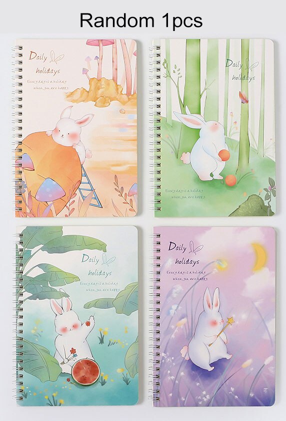 60 Sheet A5 Loose Leaf Cartoon Small Coil Notebook Horizontal Line Notebooks School Office Stationery Small fresh: E