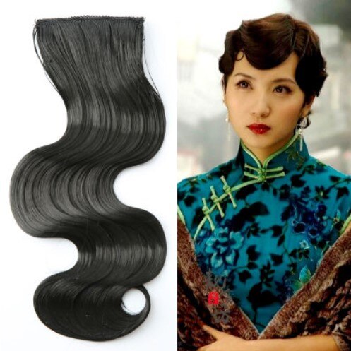 Coiffure à frange ondulée pour femmes, accessoires de coiffure style antique, clip d&#39;opéra, performance, qipao vintage: black