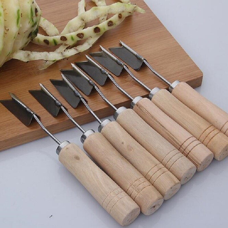 Classical Stainless Steel Pineapple Slicers Wood handle Easy Pineapple Knife Practical Kitchen UTensils