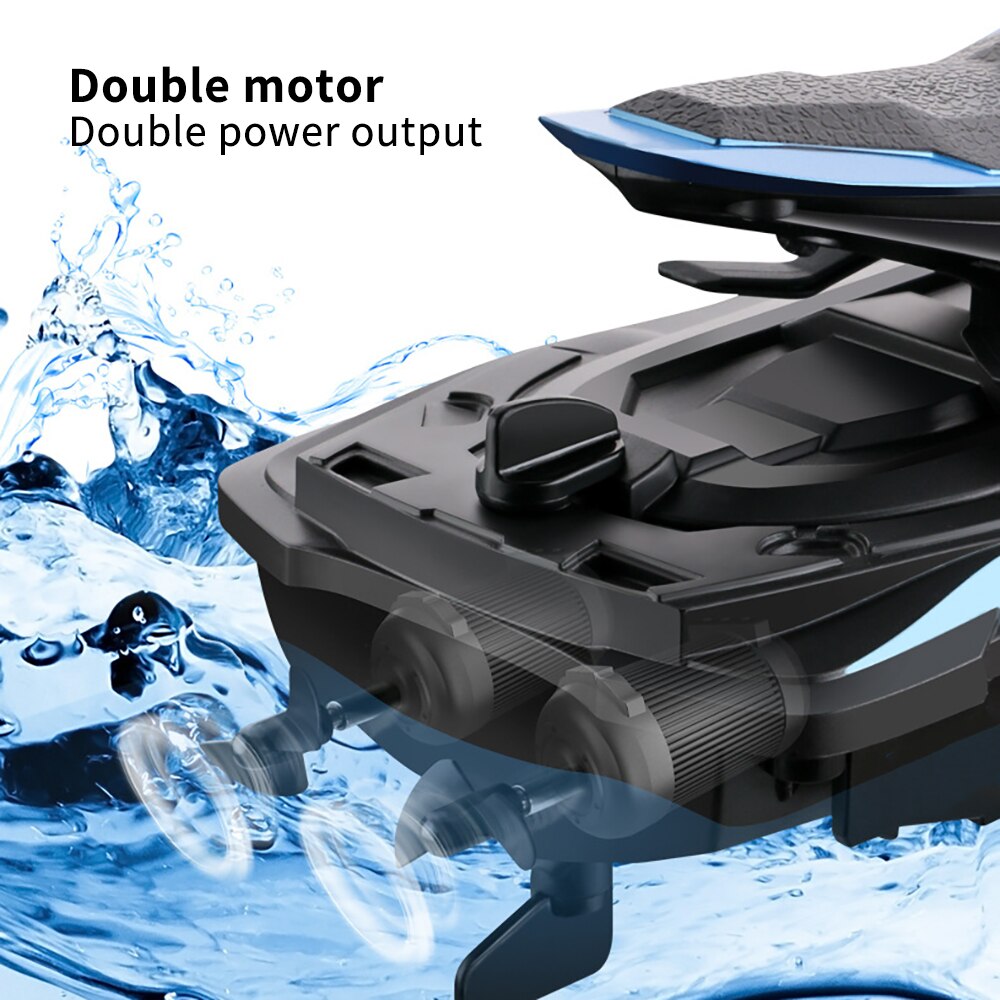 Barco teledirigido de juguete para niños, barco de carreras con Control remoto, de 2,4 Ghz, con Motor doble, vehículo de dos velocidades