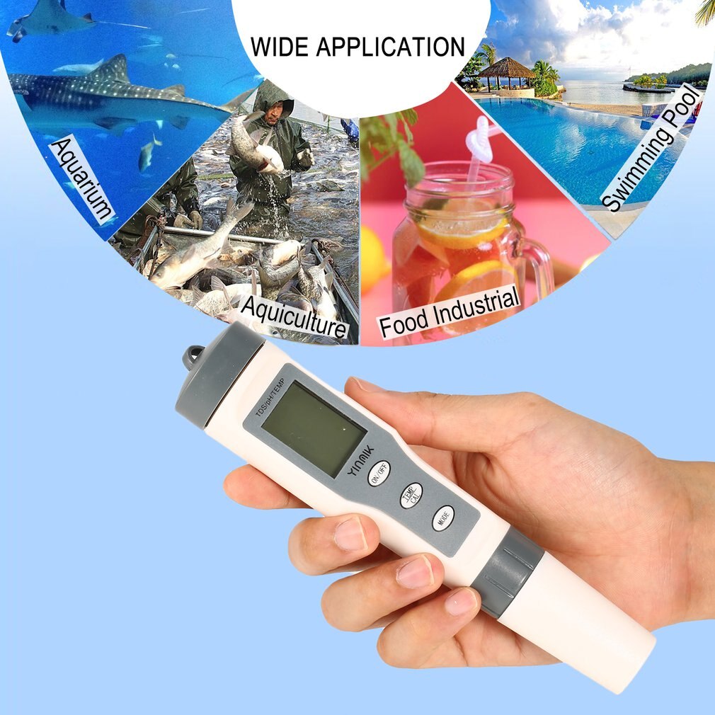 3 in 1 Digital Water Analyzer pH Monitor TDS Temperature Meter LCD for Aquarium Acidometer Thermometer Measurement