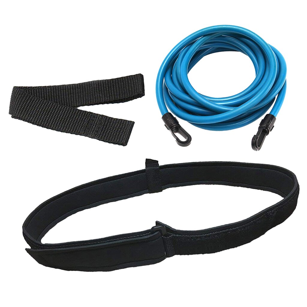 4M Premium Swimming Training Belt Aids Bungee Cord Exerciser Practicing Leash Swim Trainer Swimming Equipment for Kids Adults: Blue