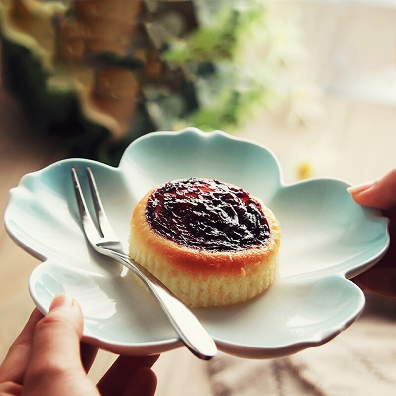 Cherry Blossom Coffee Cup Saucer Set Ceramic Teacup Cherry Blossom Dish Gradient Color Tea Cups 3 Piece Set Home Office Mug