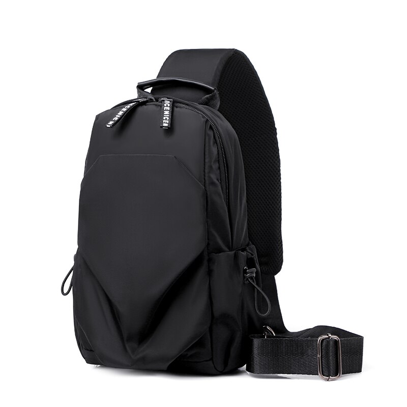 Simple Men Canvas Chest Bag Messenger Bag Crossbody Bag Black Casual Simple Single Anti Theft Shoulder Bag: black