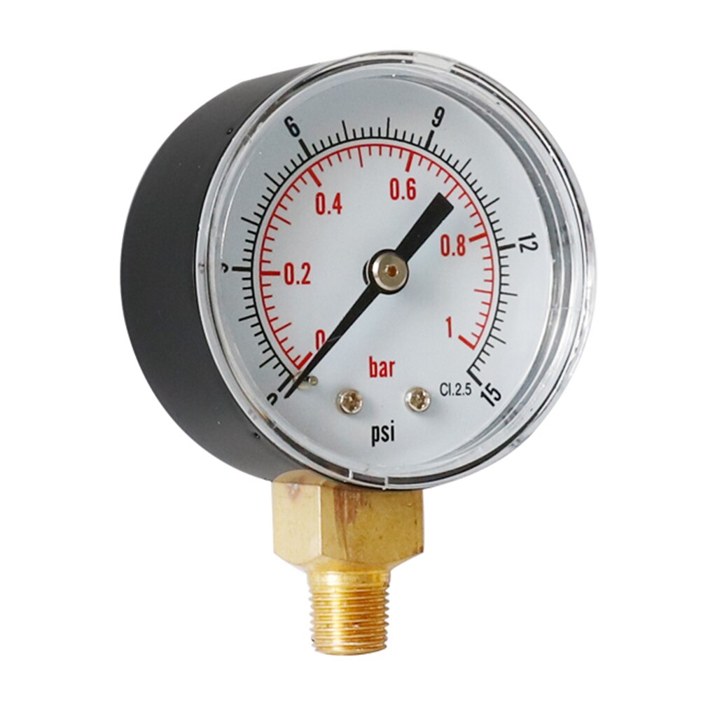 Trykmåler 0-15 psi 0-1 bar dial pneumatisk hydraulisk radial manometer til vandolie lufttryktest
