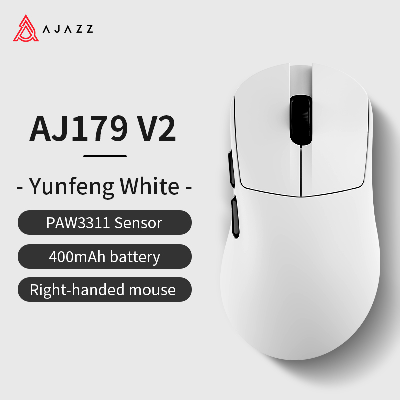 AJAZZaj179v2max Gaming Mouse Wireless Wired Bluetooth Three-mode Right Hand: Light Grey