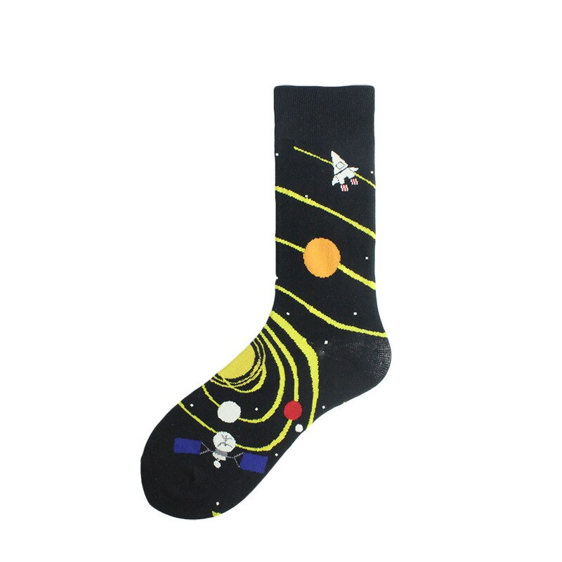 Automne hiver coton chaussettes de noël pour hommes Alien planète astronaute espace drôle dessin animé chaussettes Harajuku Sox: 6