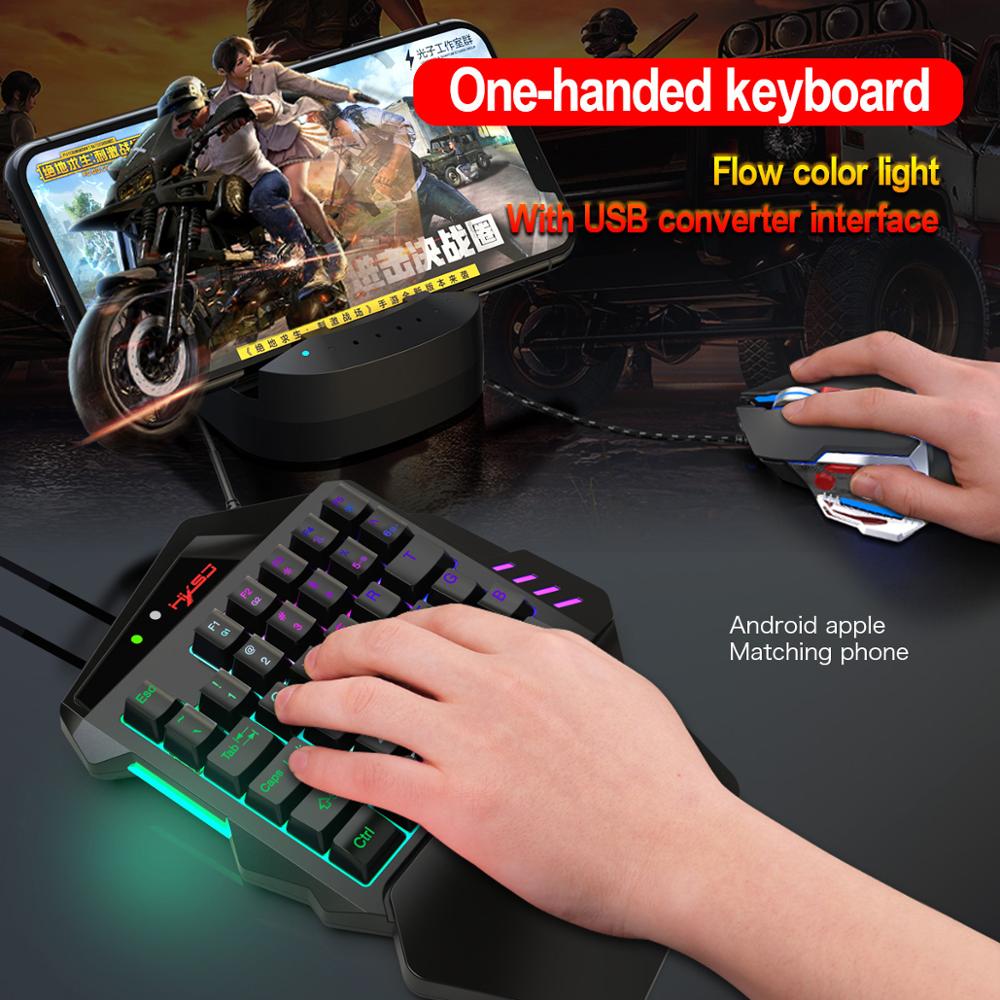 One-Handed Gaming Keyboard Mouse Set RGB Backlit Portable Mini Gaming Keypad Mice Game Controller 7200Dpi for PC PS4 Xbox Gamer