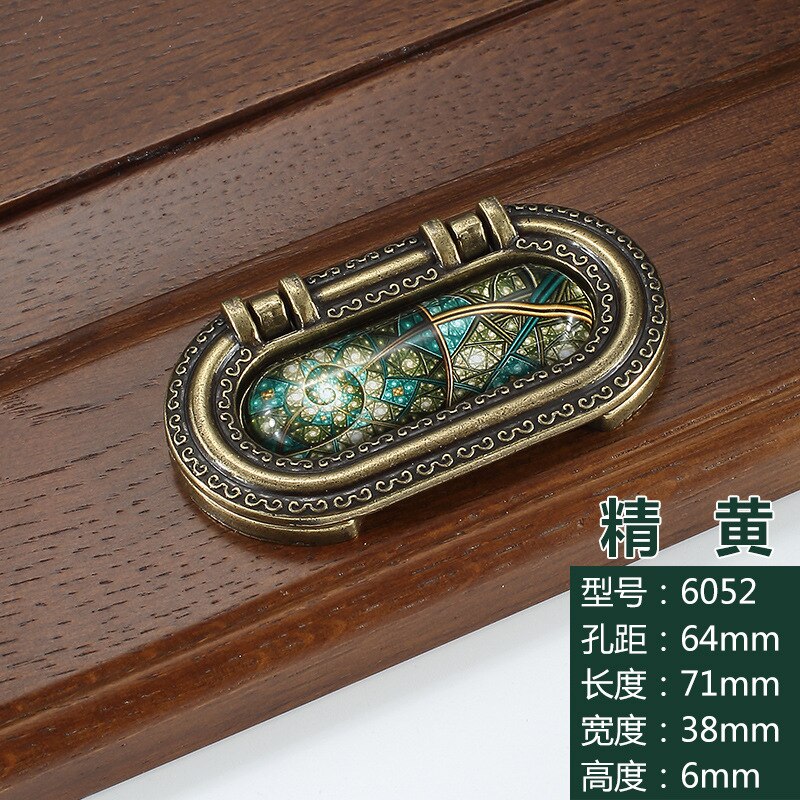 Vintage Tür Griffe Retro Bronze Küche Kabinett Knöpfe und Griffe Möbel Schrank Schrank Griff Schrank Schublade Knöpfe Zieht: Green-J-64mm