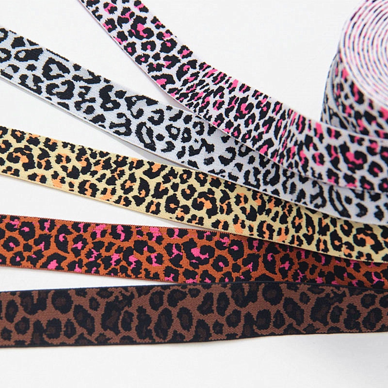 Bandas elásticas con estampado de leopardo 2,5 cm de espesor pantalones de goma suave cordón elástico 25mm para cinta para la cabeza cinturón Ropa Accesorios artesanales