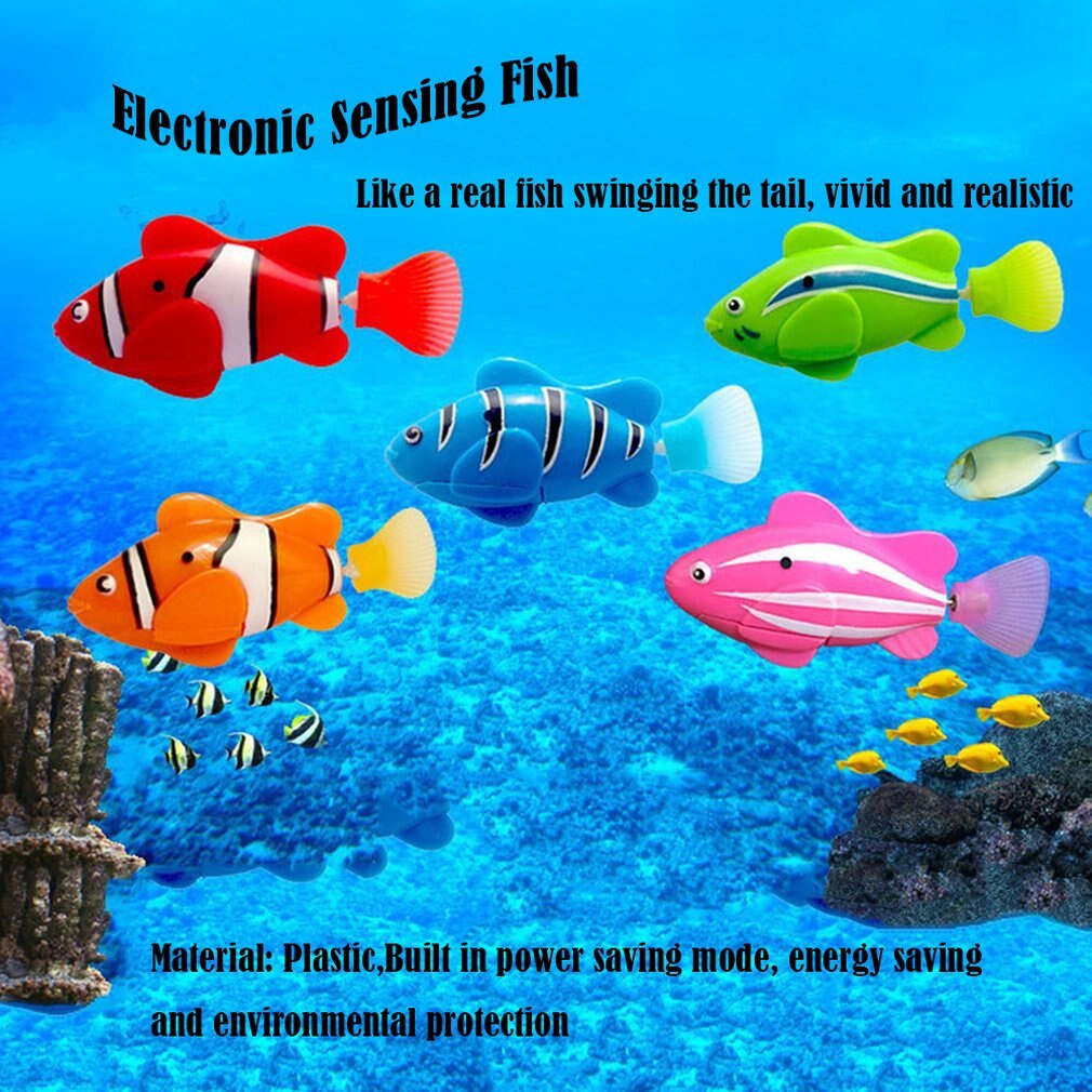 Mini bionisk fiskeri legetøj magisk le bao fisk undervands elektrisk svømning verden dybhavs elektronisk sensing fisk baby bad