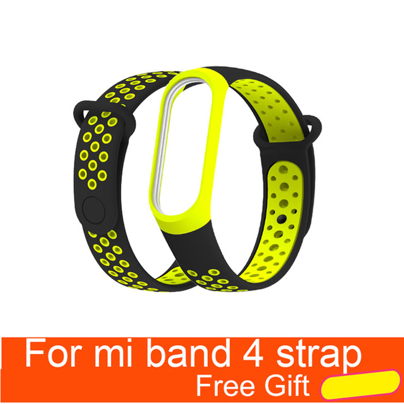 Per Xiao mi mi fascia 4 Cinghia di Accessori per Articoli Elettronica smart sostituzione impermeabile Doppio Braccialetto Del Silicone Di Colore per mi Band4 NFC cinturino Da POLSO: black green