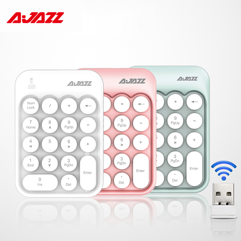 Ajazz AK18 2.4Ghz Usb Draadloze Numerieke Toetsenblok Kleine Maat Kleurrijke 18 Toetsen Digitale Toetsenbord Voor Teller Desktop Pc Laptop notebook