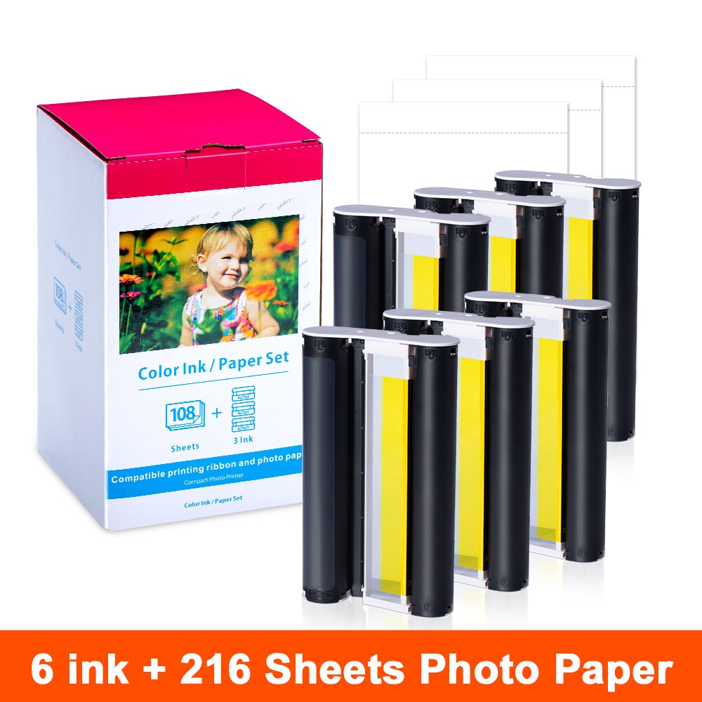 6Inch KP108IN 108 Fotopapier 3 Kleur Inkt Compatibel Voor Canon Selphy Photo Printer CP1200 CP1300 910 900 Draadloze foto Printer