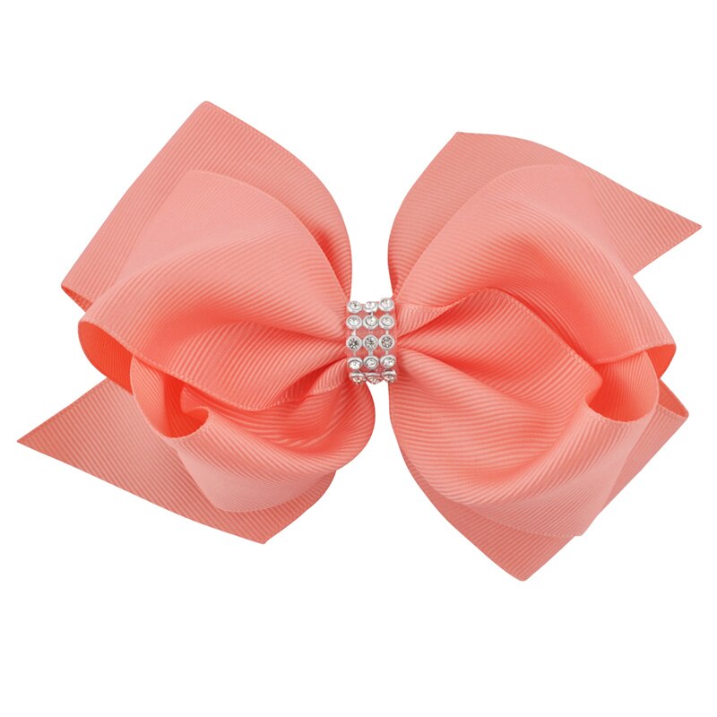 20 kleuren 6 inch meisjes luxe strass strik haarspeldjes kinderen grosgrain lint haarstrik haarspelden hoofddeksels haaraccessoires: Kleur 12